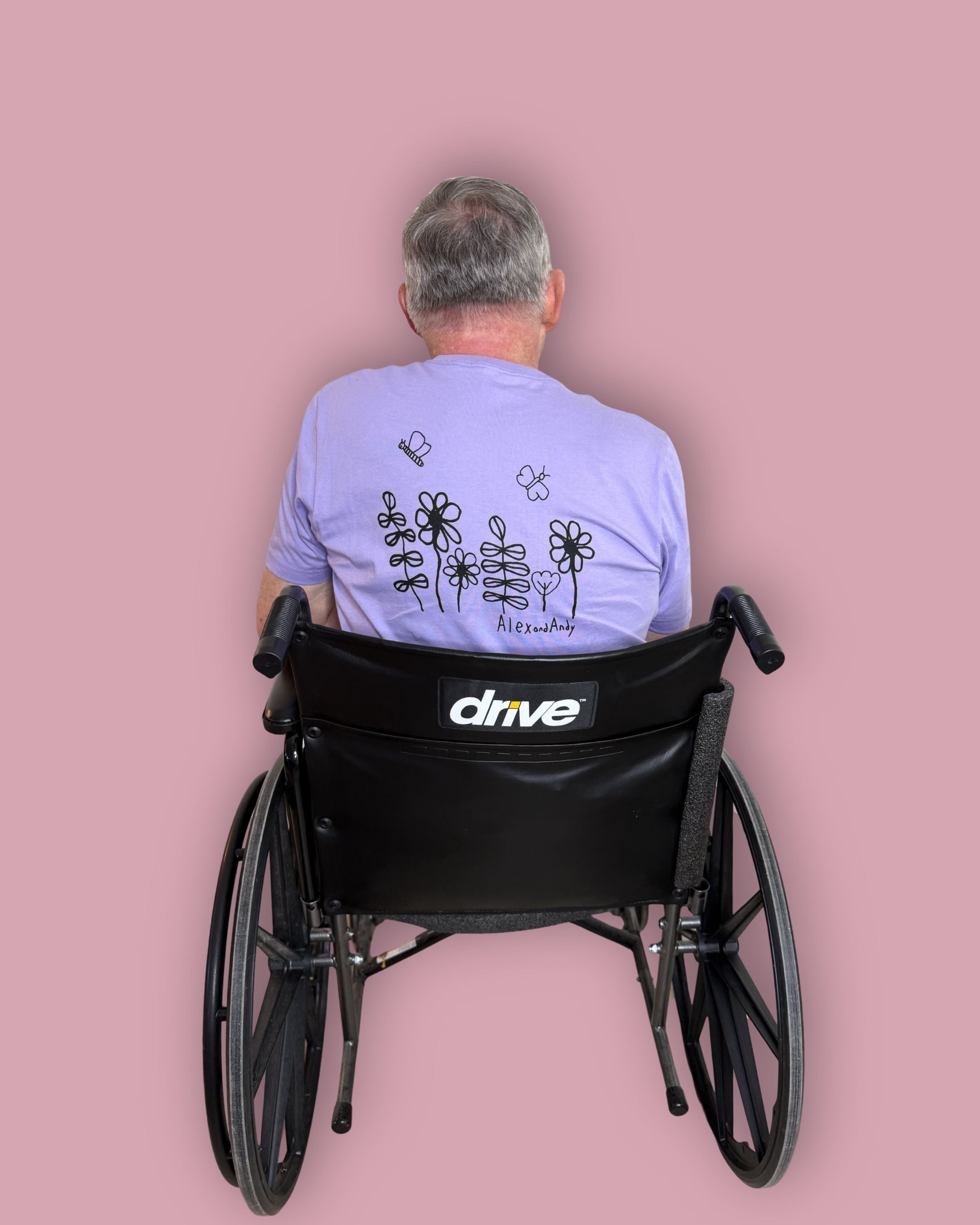 Uncle Andy models his spring shirt, showing the adorable design on the back!