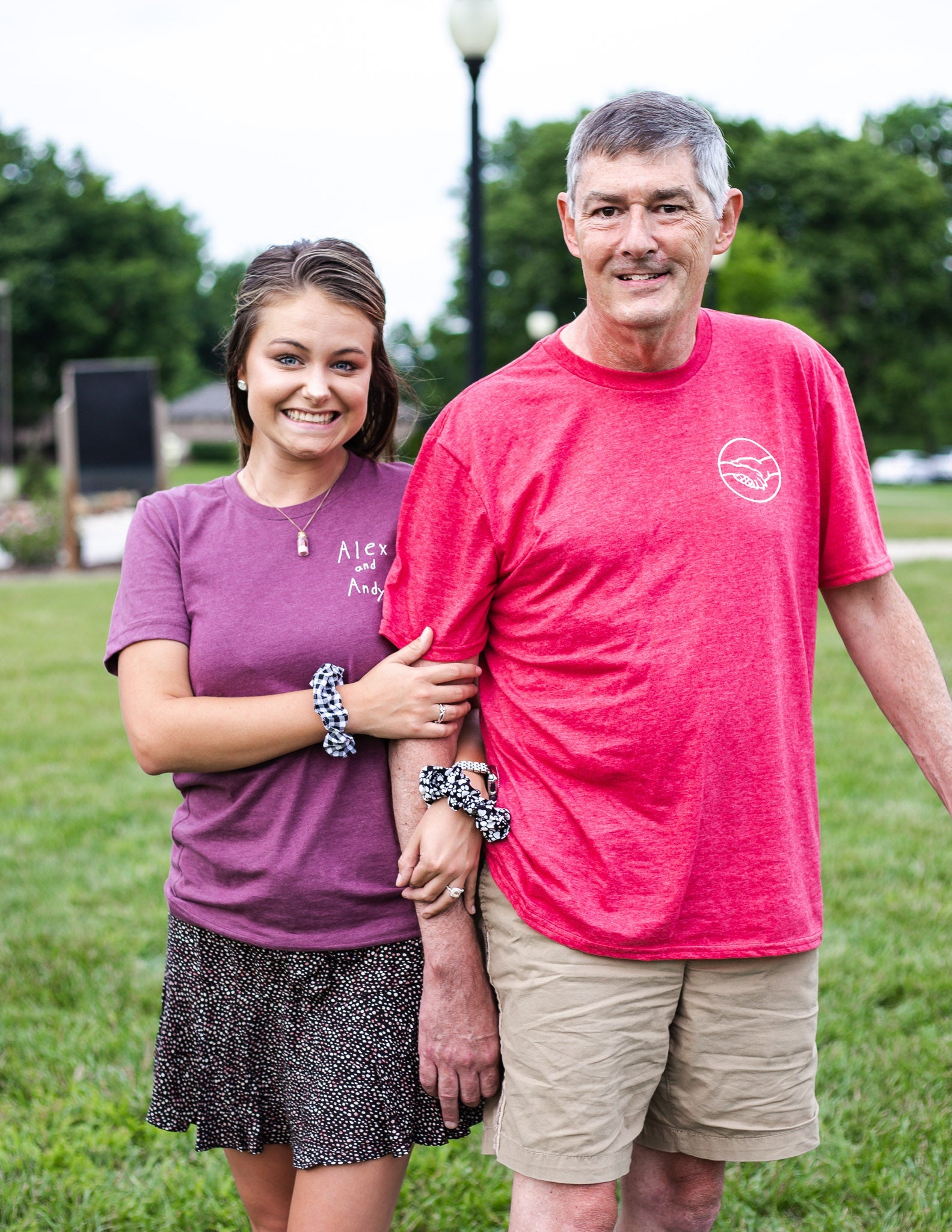 Uncle Andy and Sophie model for their photoshoot, promoting their products for their small business. 