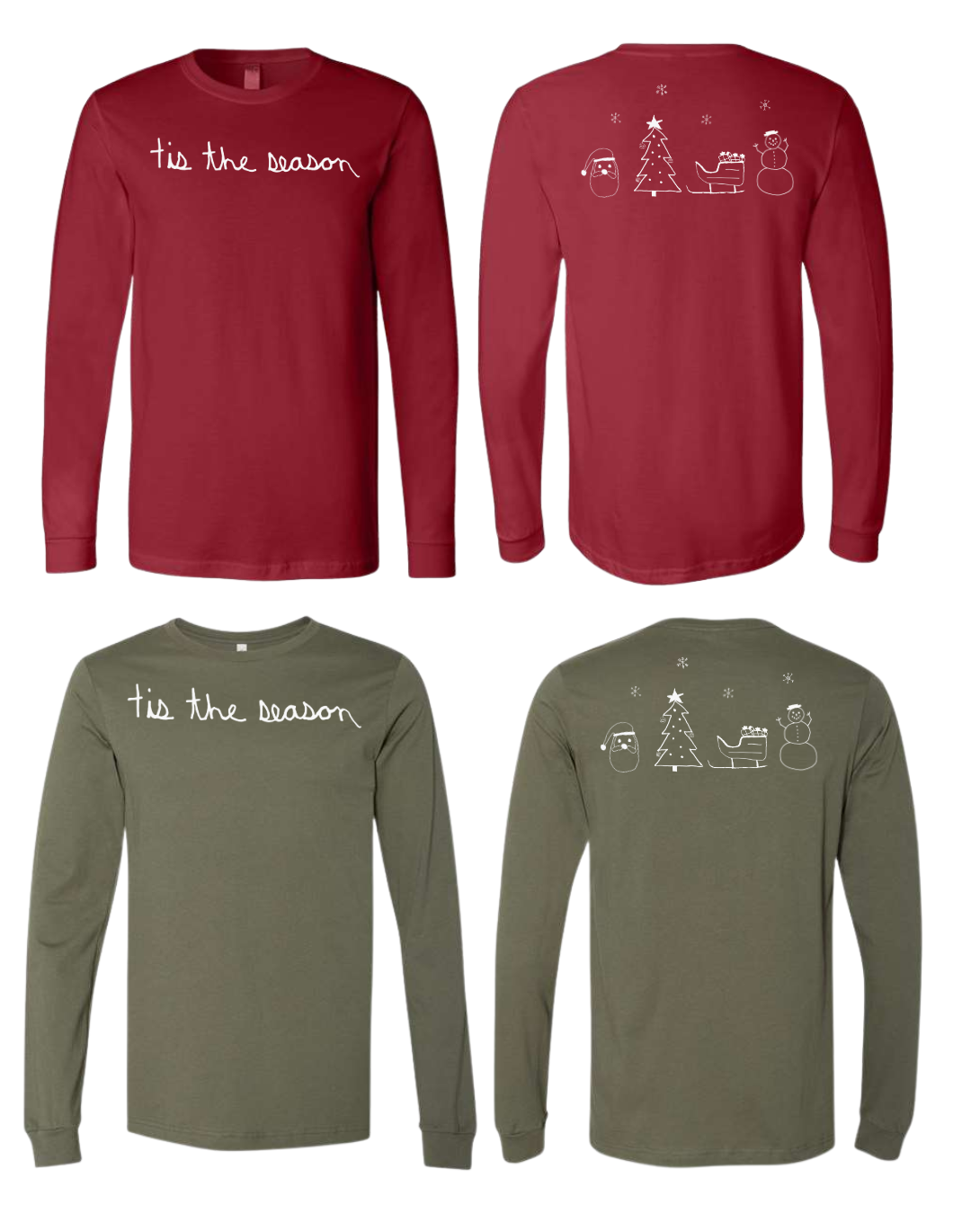 Christmas Tis The Season Long Sleeve Shirts Drawn By Uncle Andy - Two Sided - Cotton - Unisex