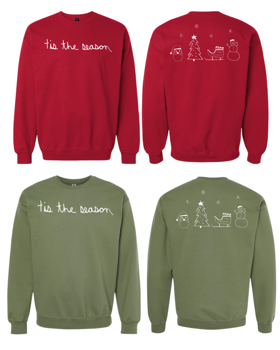 Christmas Tis The Season Crewnecks Drawn By Uncle Andy - Two Sided - Cotton - Unisex