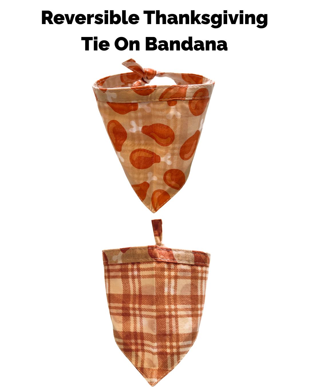 Halloween & Fall Reversible Pet Bandanas & Bow Ties - 100% Cotton - Slide On The Collar & Tie On - Washable