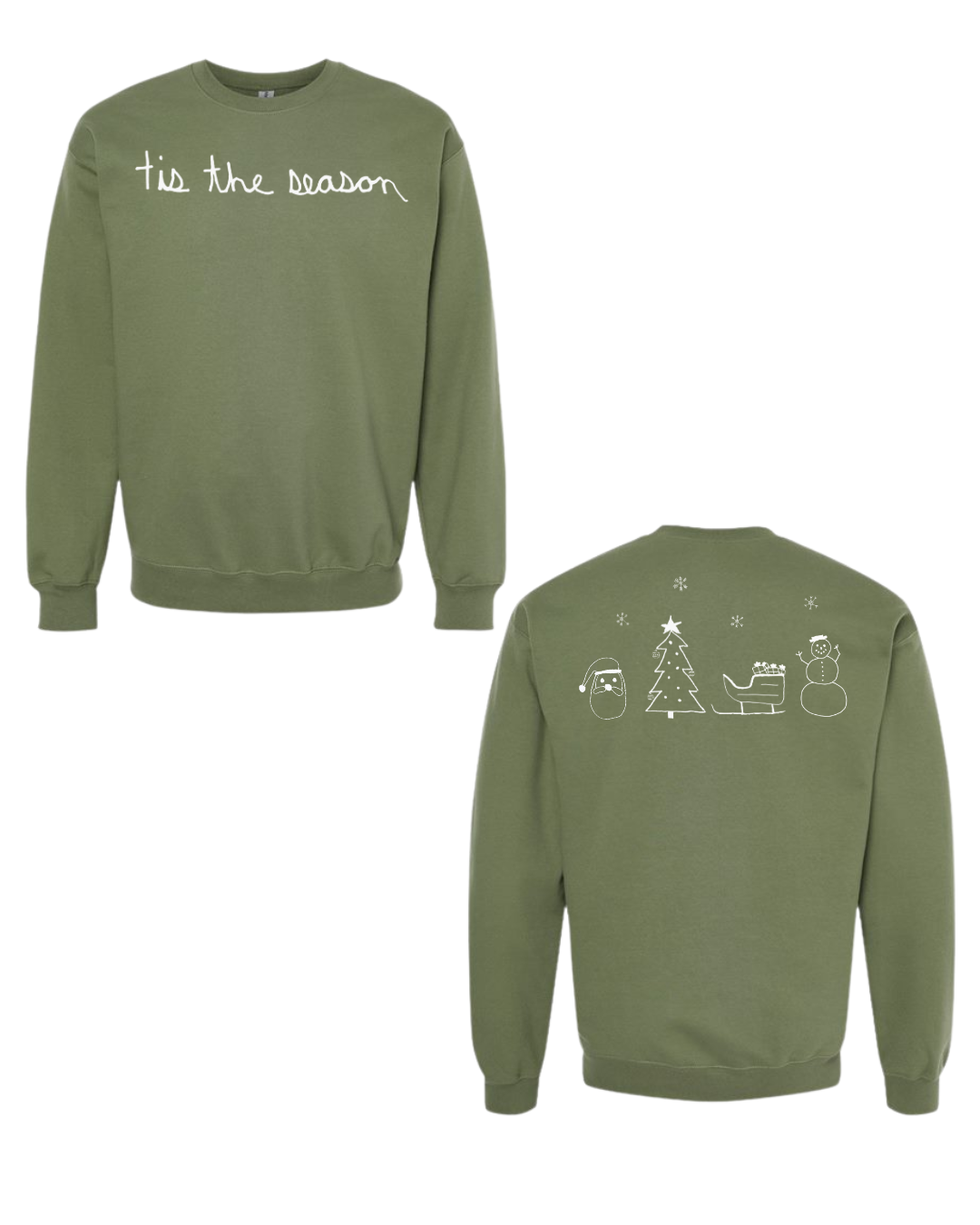 Christmas Tis The Season Crewnecks Drawn By Uncle Andy - Two Sided - Cotton - Unisex
