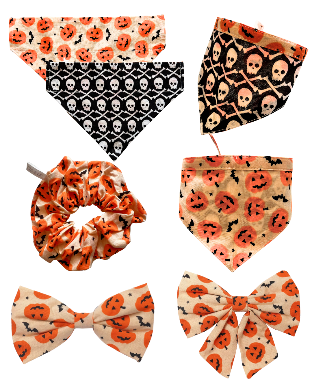 Halloween & Fall Matching Hair Scrunchies - 100% Cotton - Washable - Oversized