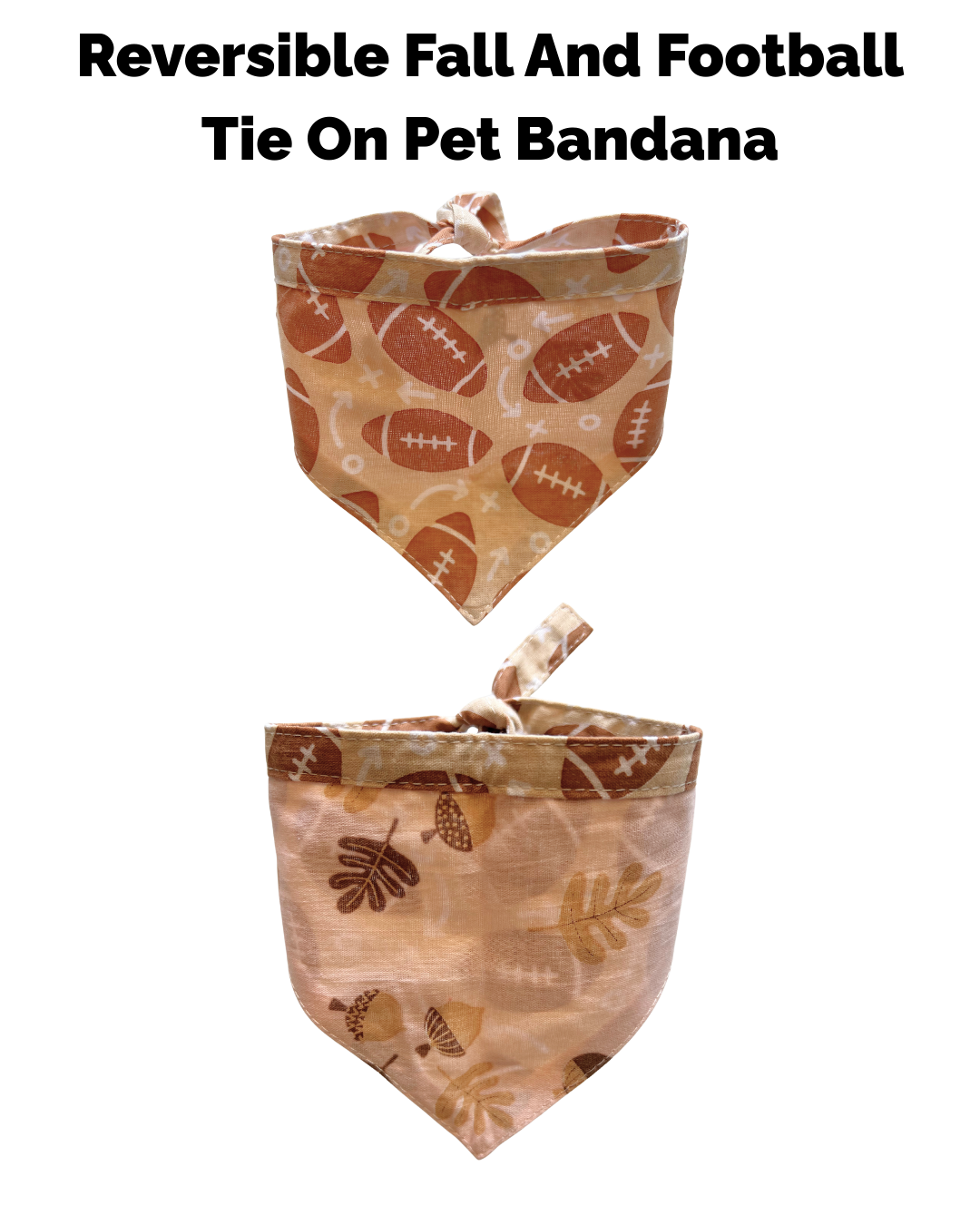 Halloween & Fall Reversible Pet Bandanas & Bow Ties - 100% Cotton - Slide On The Collar & Tie On - Washable