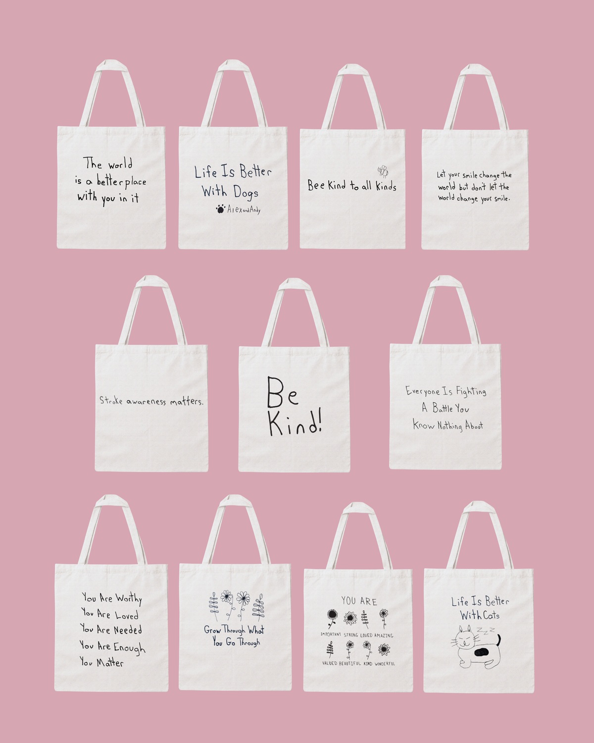 Tote Bags Drawn By Uncle Andy