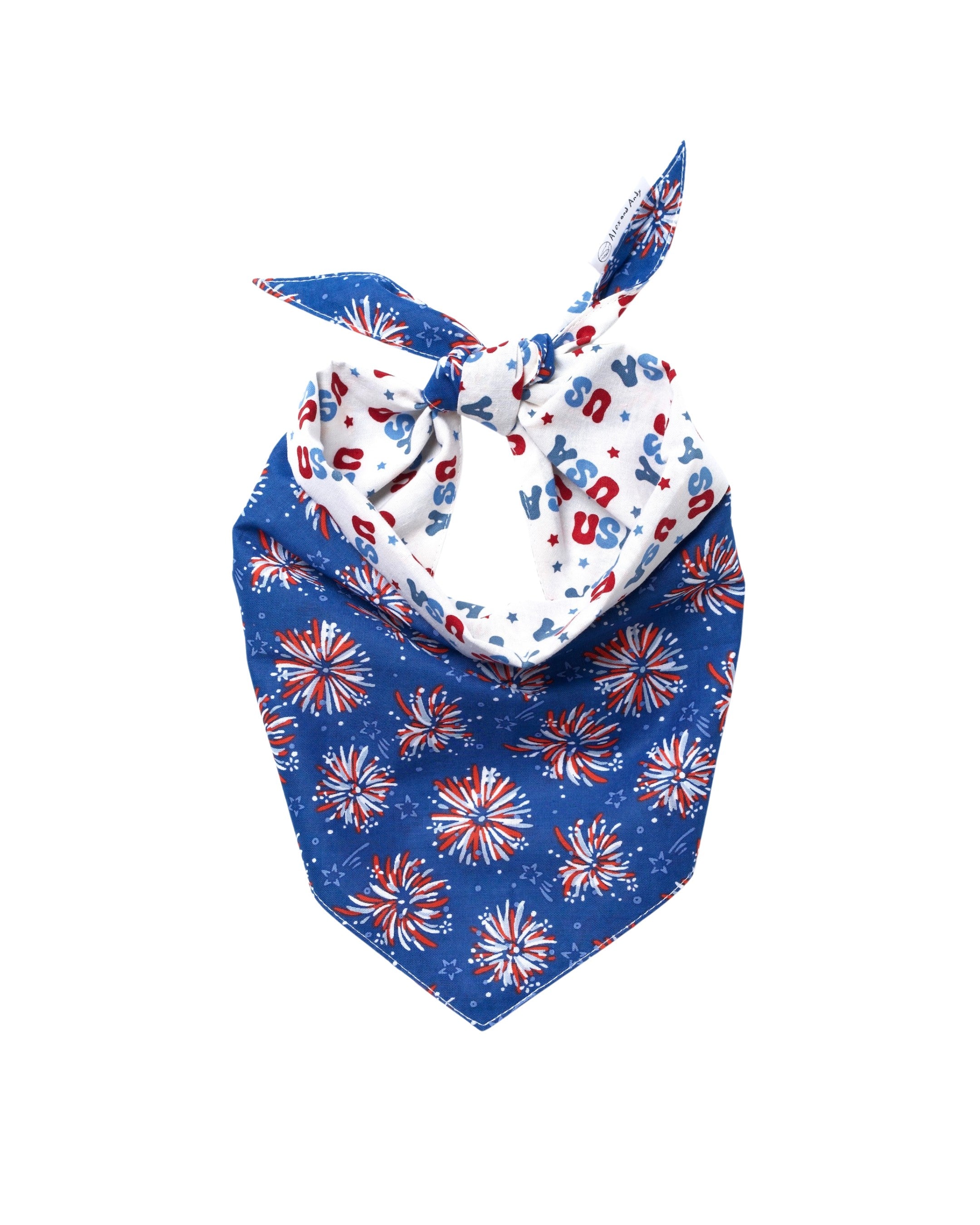 Fourth Of July Pet Bandanas - 100% Cotton - Slide On The Collar And Tie On - Washable