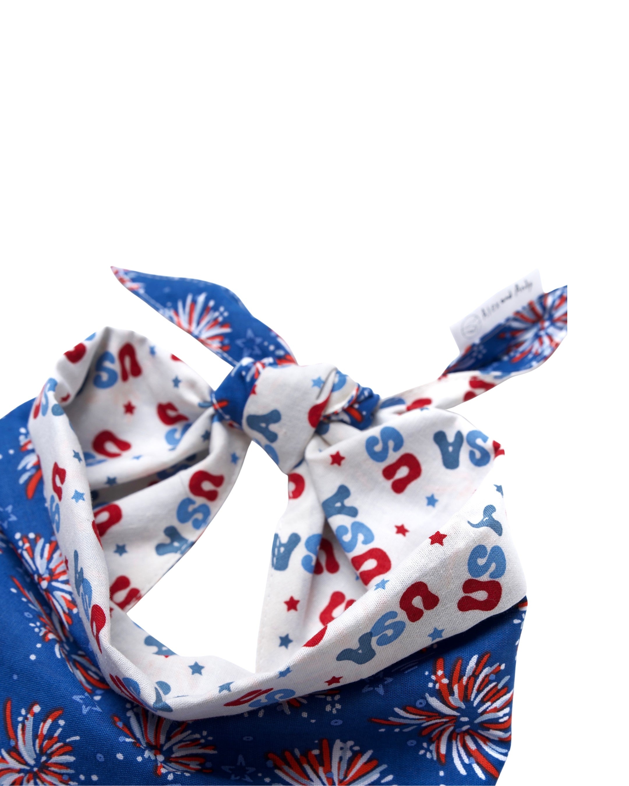 Fourth Of July Pet Bandanas - 100% Cotton - Slide On The Collar And Tie On - Washable