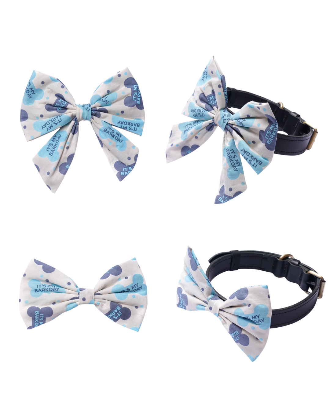 Happy Birthday Dog & Cat Bow Ties - Slide On The Collar - Cotton - Washable