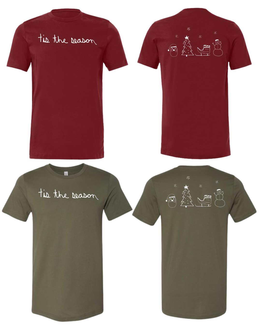 Christmas Tis The Season Short Sleeve Shirts Drawn By Uncle Andy - Two Sided - Cotton - Unisex