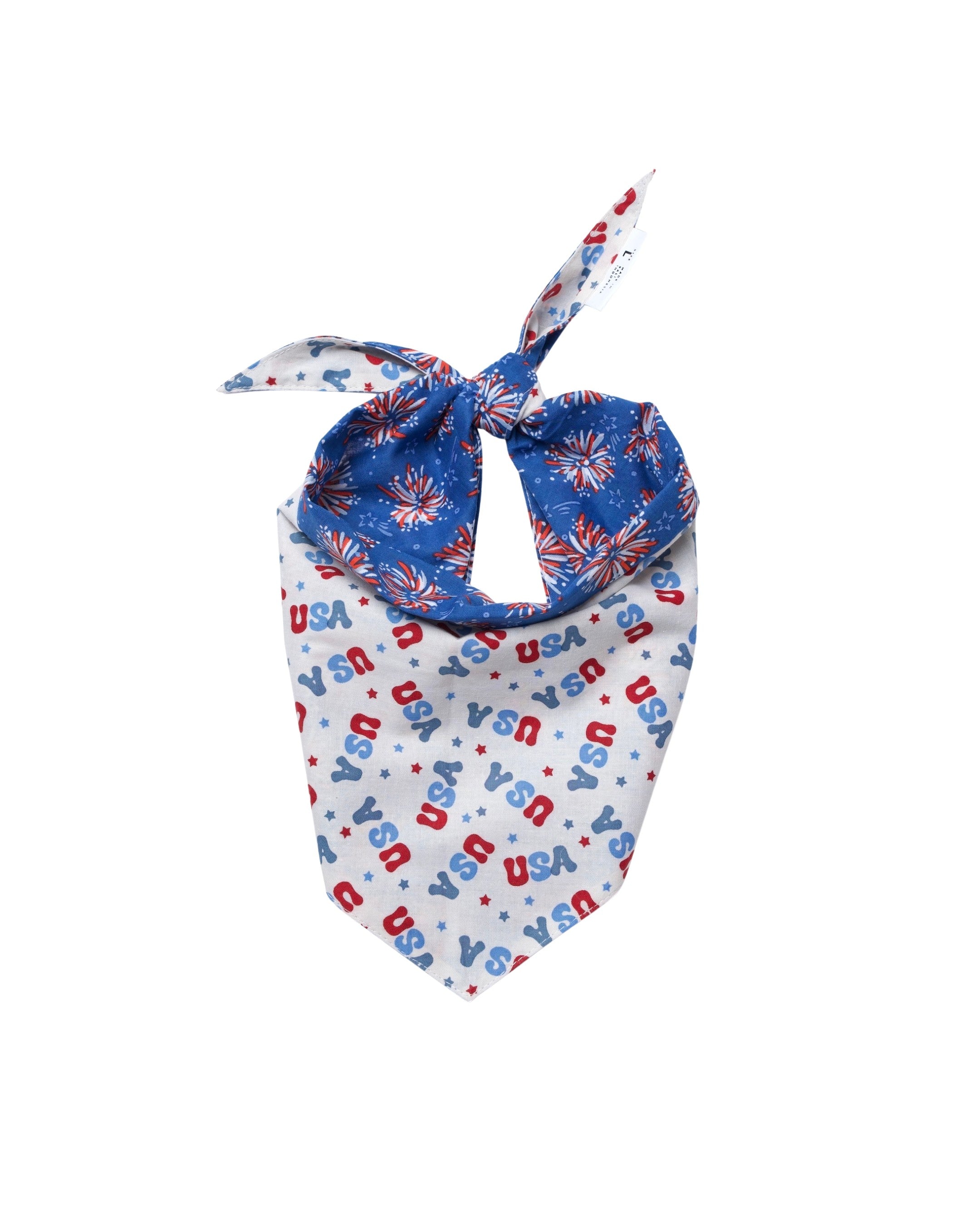 Fourth Of July Pet Bandanas - 100% Cotton - Slide On The Collar And Tie On - Washable