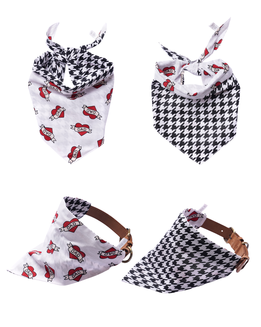 I Love Dad Reversible Dog & Cat Bandana - Slide On The Collar & Tie On - Cotton - Washable
