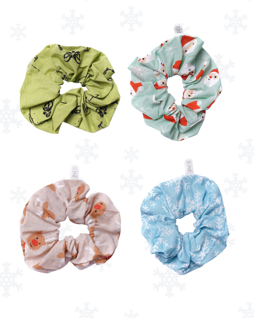 Christmas & Winter Hair Scrunchies - Match Your Pet - Cotton - Oversized