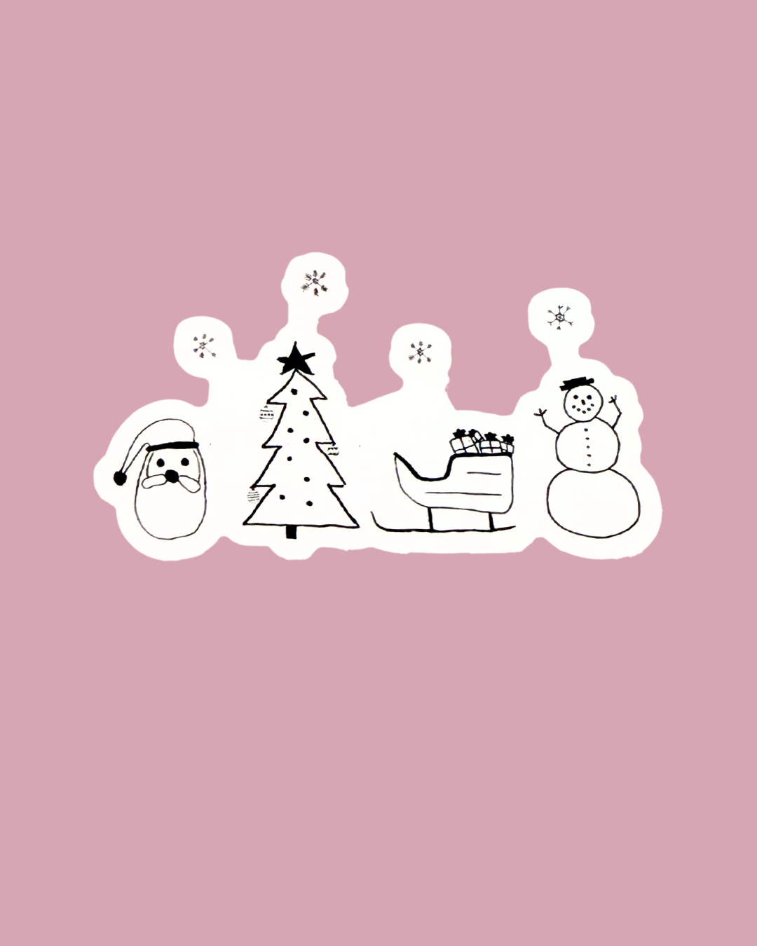 Christmas & Winter Stickers Drawn By Uncle Andy - Waterproof - Dishwasher Safe