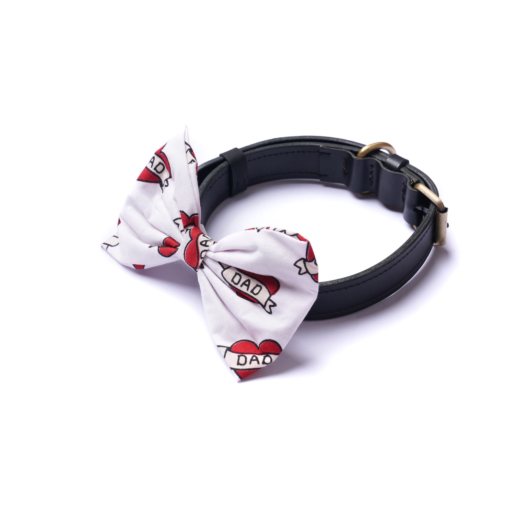 I Love Dad Dog & Cat Bow Ties - Slide On The Collar - Cotton - Washable