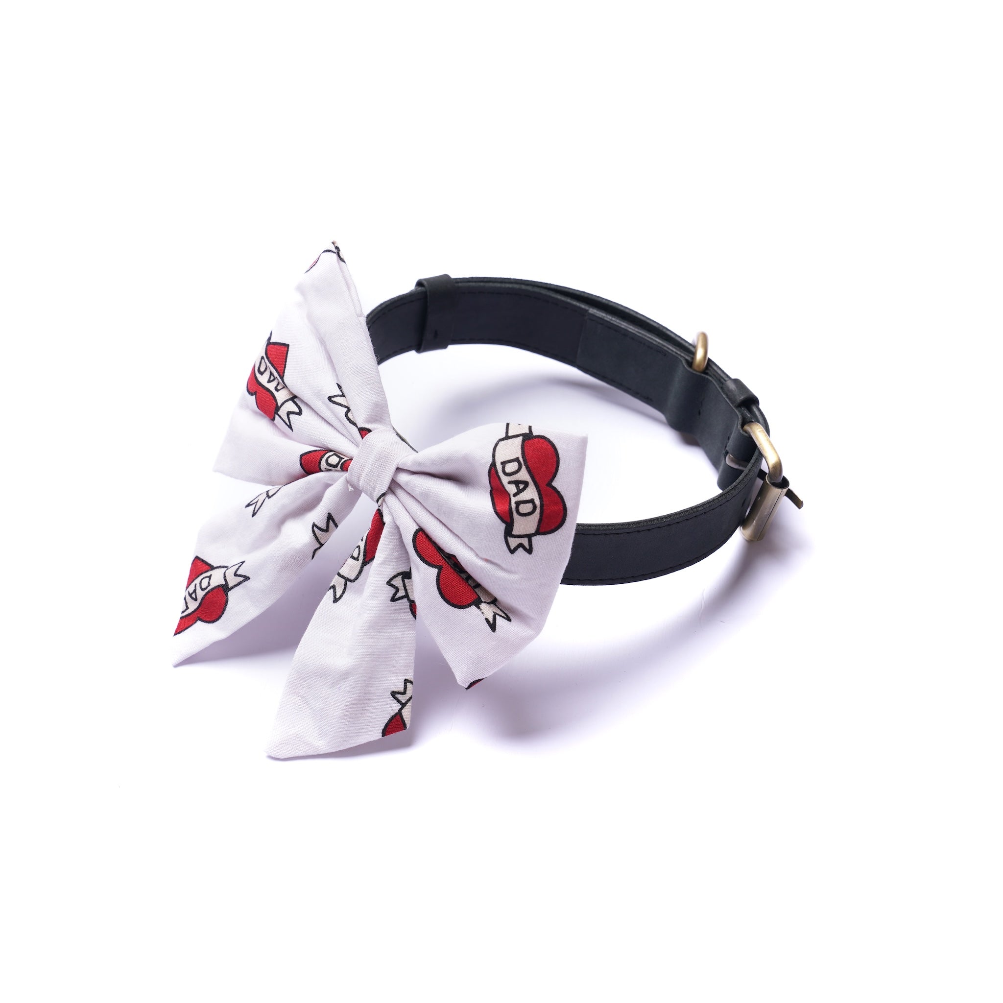 I Love Dad Dog & Cat Bow Ties - Slide On The Collar - Cotton - Washable