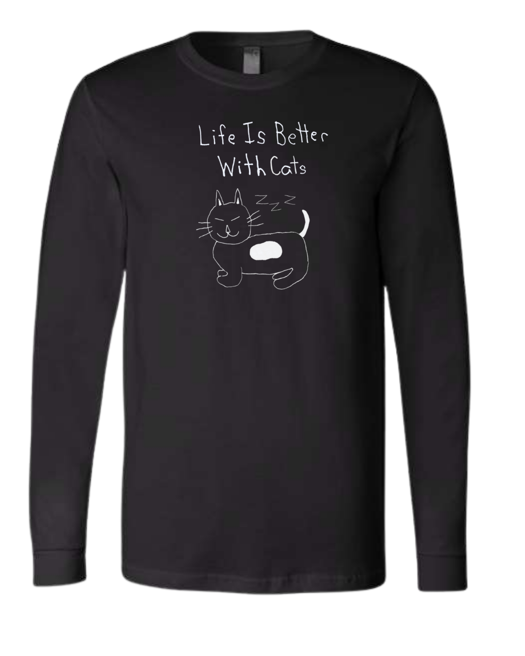 Life Is Better With Cats Long Sleeves - Drawn By Uncle Andy - Unisex - Cotton - Made With Love