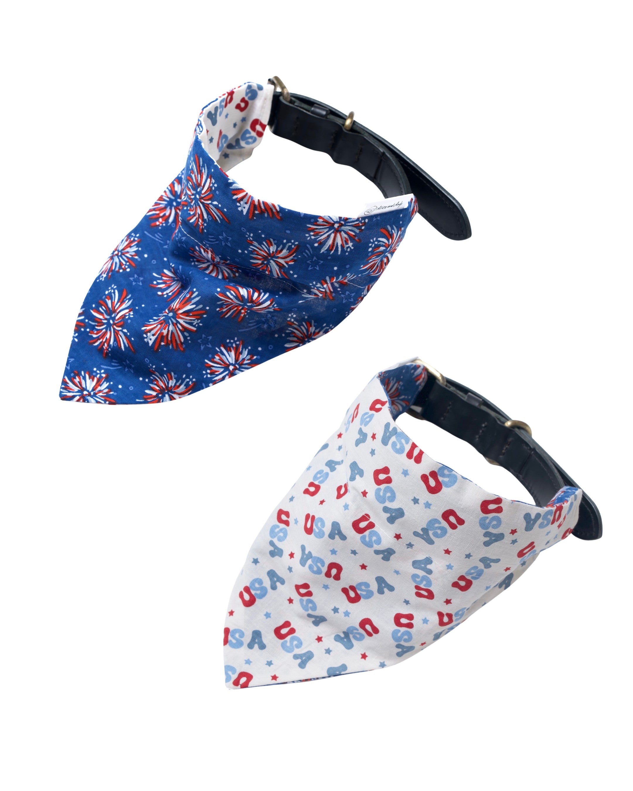 Fourth Of July Pet Bandanas - 100% Cotton - Slide On The Collar And Tie On - Washable
