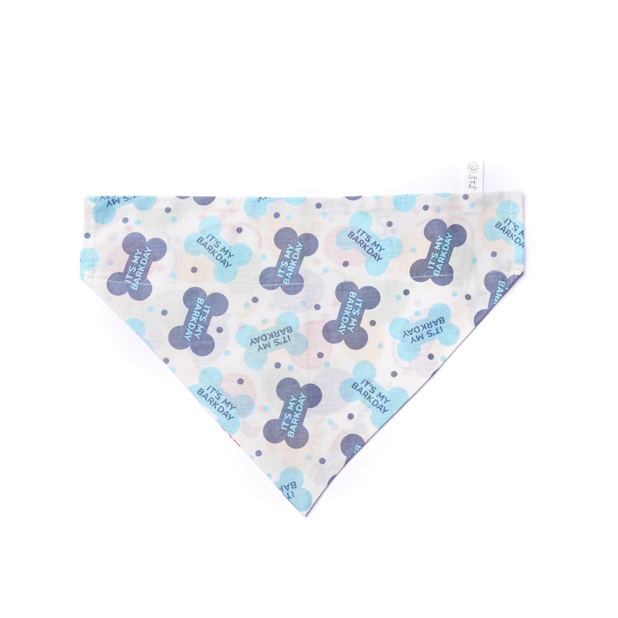Happy Birthday Reversible Dog & Cat Bandanas - Slide On The Collar & Tie On - Cotton - Washable