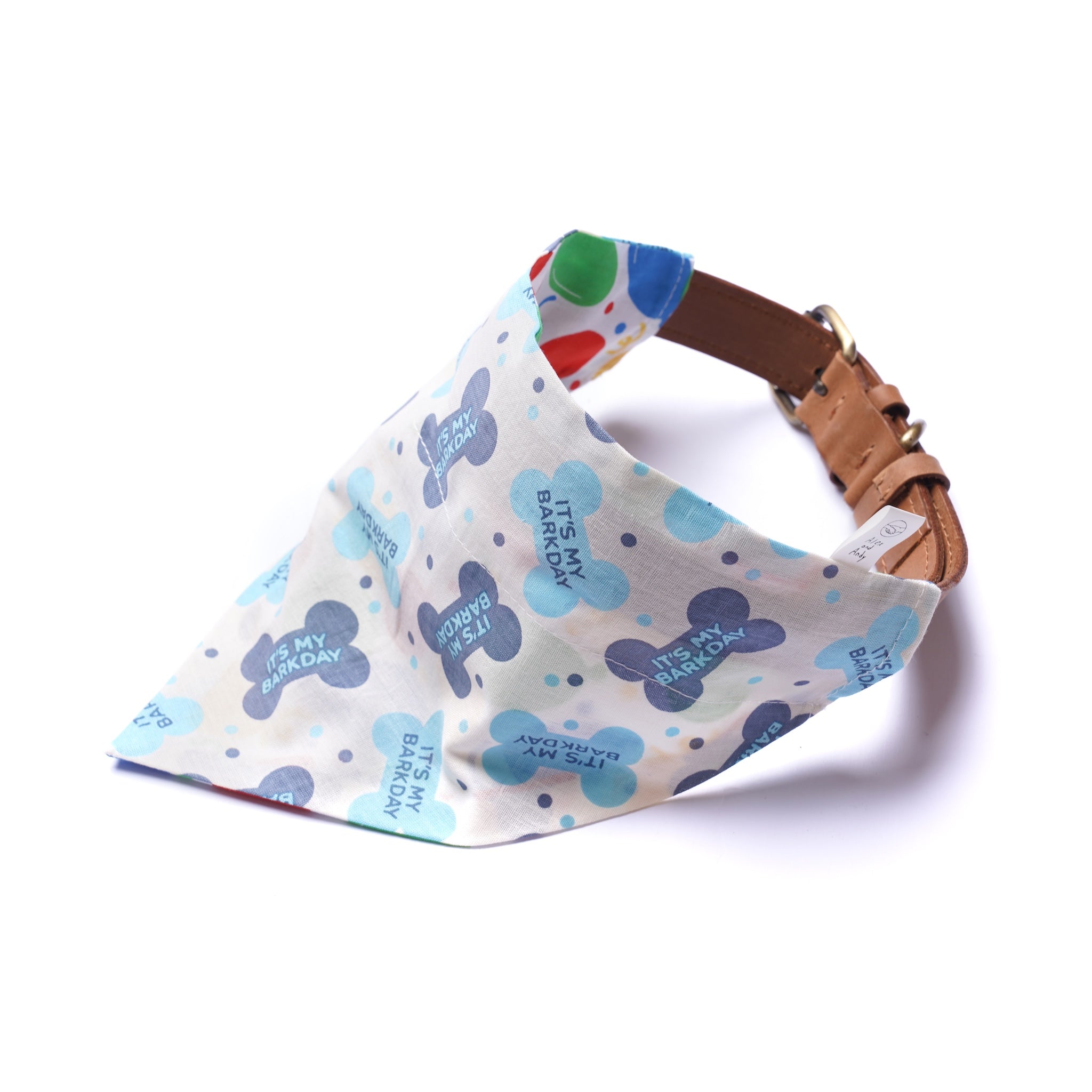 Happy Birthday Reversible Dog & Cat Bandanas - Slide On The Collar & Tie On - Cotton - Washable