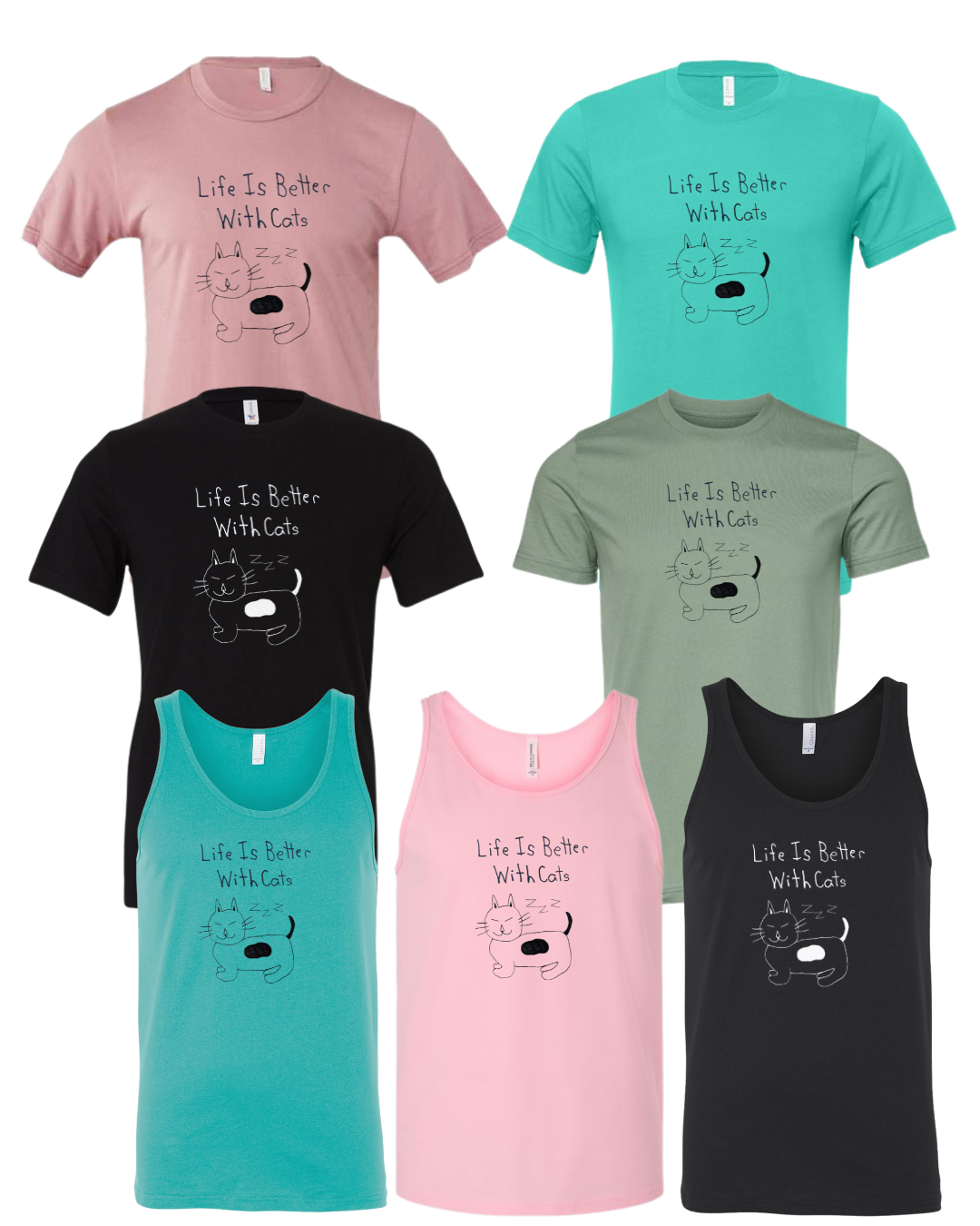 Life Is Better With Cats Shirt Drawn By Uncle Andy