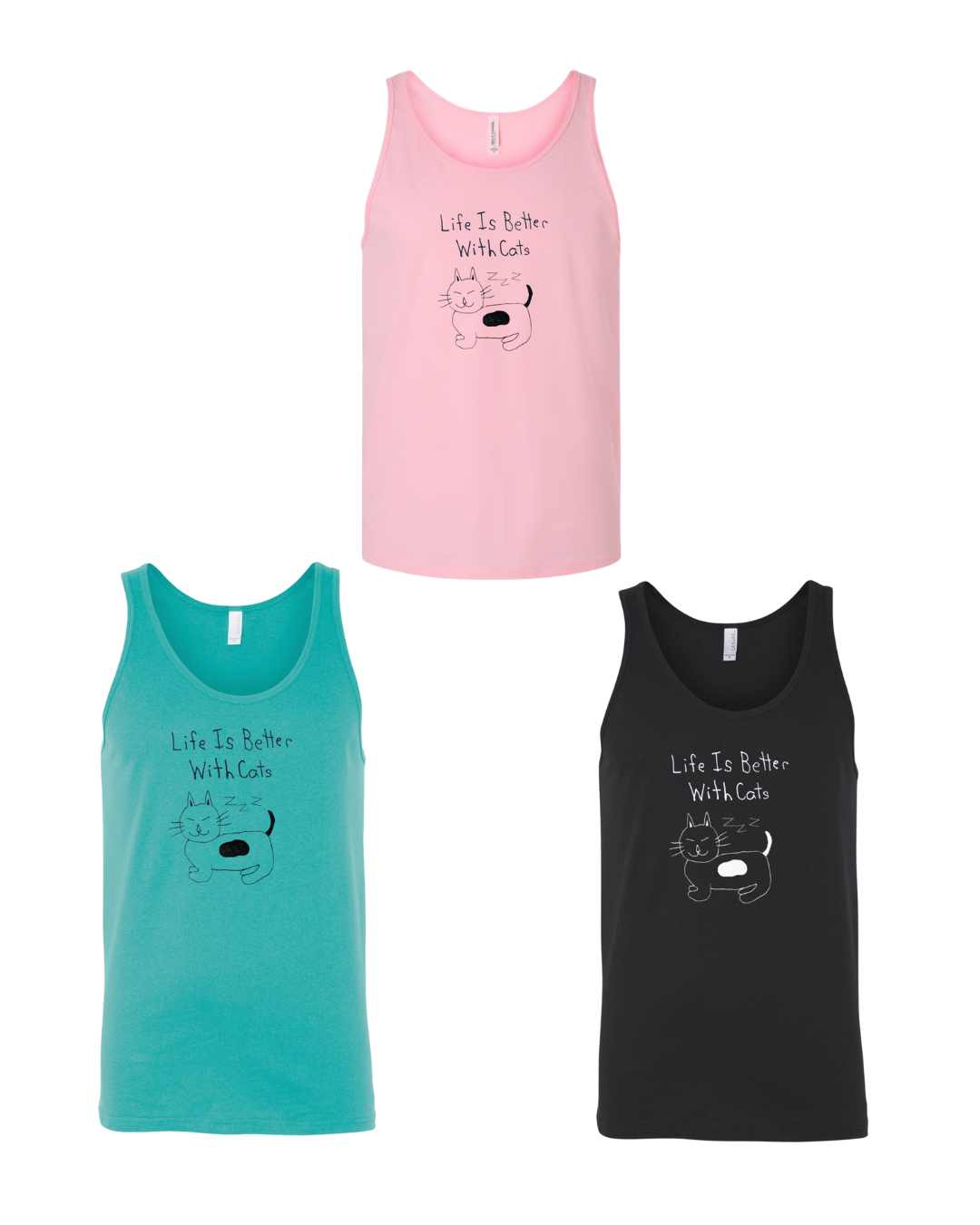 Life Is Better With Cats Tank Top Drawn By Uncle Andy