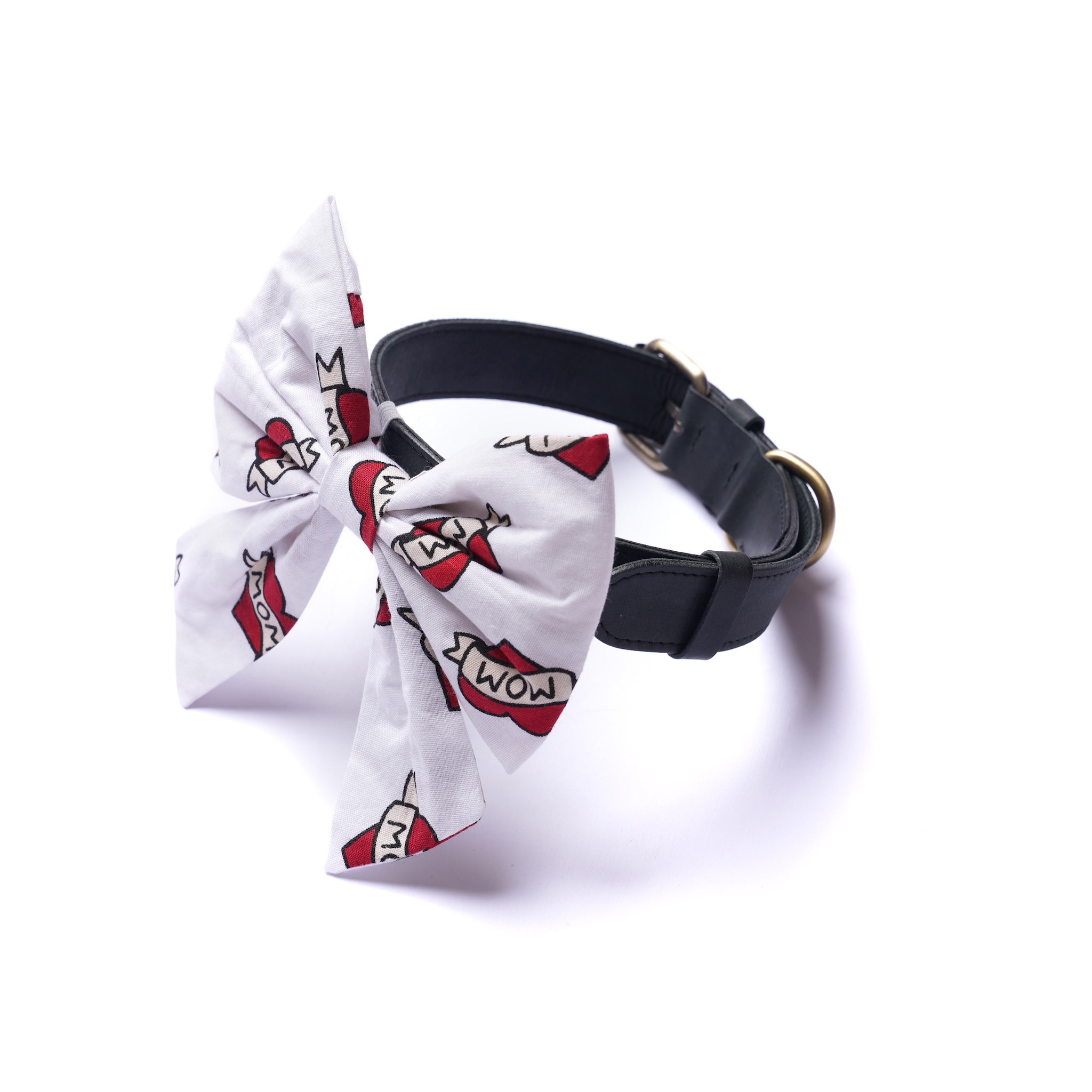 I Love Mom Dog & Cat Bow Ties - Slide On The Collar - Cotton - Washable