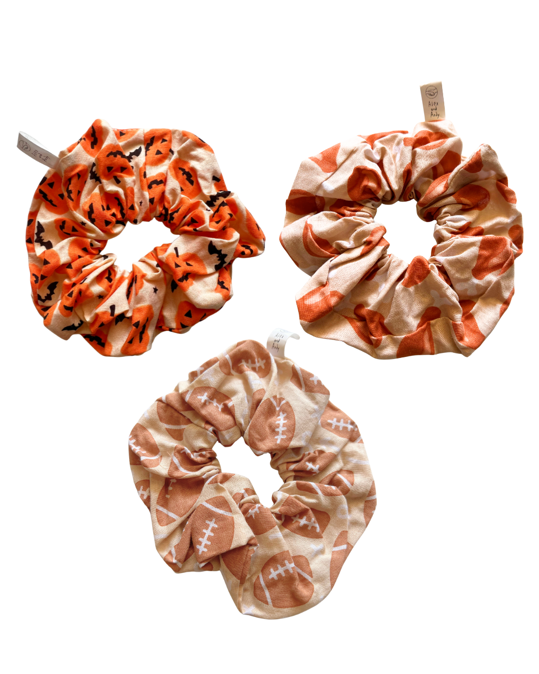 Halloween & Fall Matching Hair Scrunchies - 100% Cotton - Washable - Oversized