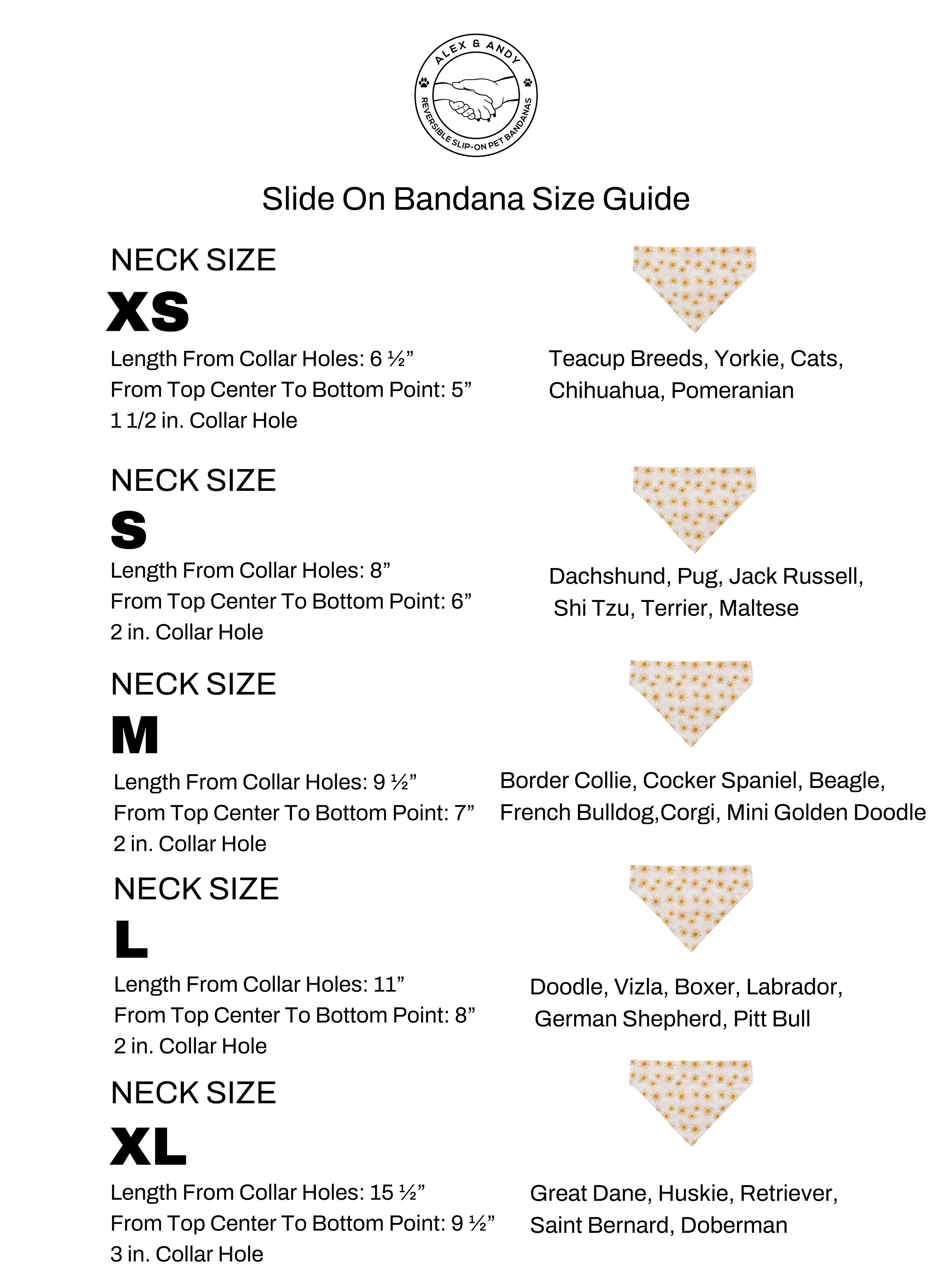 Slide On The Collar Dog And Cat Bandana Sizing